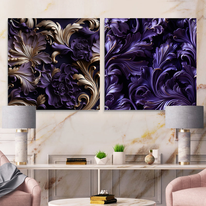 Elya - Ensemble de 2 peintures murales abstraites en acrylique, H 36 po x l 73 po