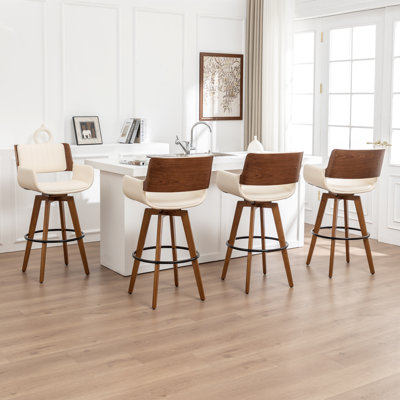 Swivel Yes Upholstered Faux Leather Bar Stool