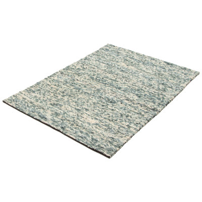 Tapis nouvel âge en laine rectangulaire sarcelle 5 pi 0 po x 6 pi 11 po Iamandi