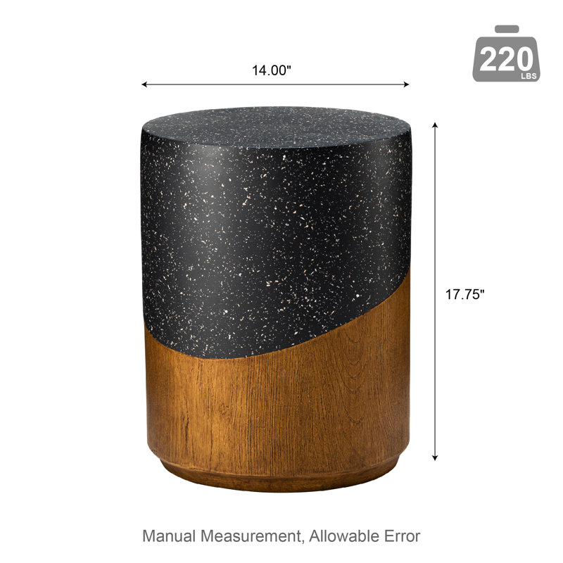 17.75"H Multi-Functional MGO Faux Terrazzo And Wood Texture Garden Stool