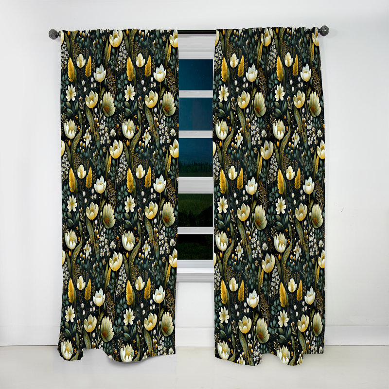 Jardin botanique Boho - Rideau bohémien - Velours obscurcissant - 1 panneau, L 52 po x L 108 po