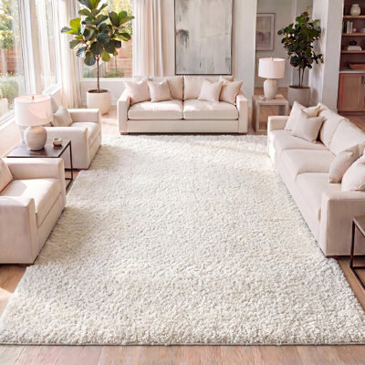 Felicdad Shag Plush Cream Rug