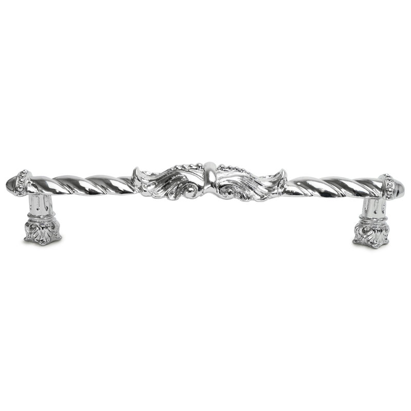 Poignée Acanthus de style roman, 6", Chrome