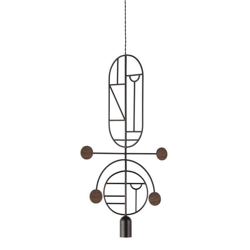 Wooden Dots 1 - Light Pendant, Black, Walnut