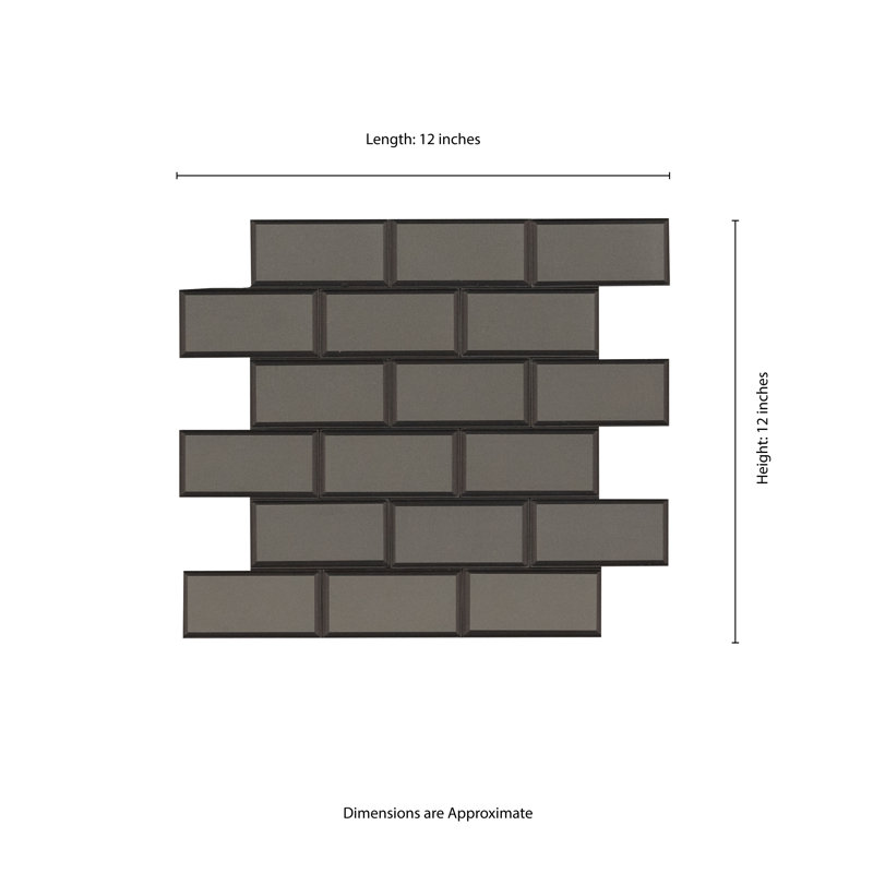 Carreau de mosaïque murale en verre brillant 12 po x 12 po Tactiq Brunox Subway