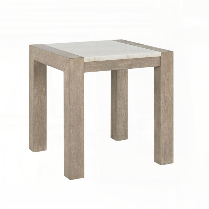 Table de bout en marbre beige avec base à 4 pieds