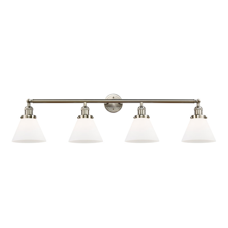 Cone 4 Light Bath Vanity Light, Matte White, LED, Brushed Satin Nickel