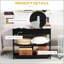 Console de couloir avec tiroir extra large, 2 tablettes ouvertes et structure en lattes de bois, noir-1771531180