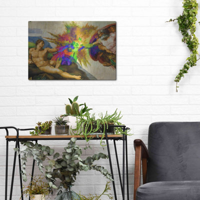 «Michelangelo - Creation of Adam Colorful I» par Portfolio, art mural en métal