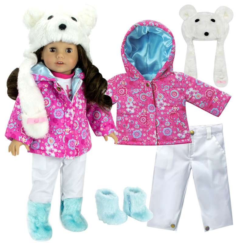 Doll Print Parker, Snowboard Pants, Fur Boots, and Polar Bear Hat
