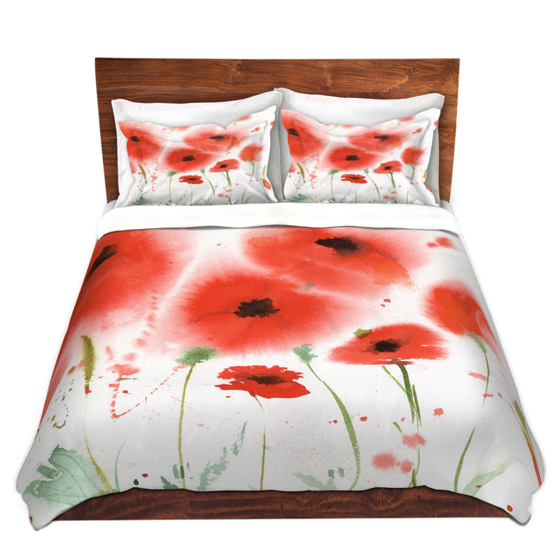 Ensemble de housse de couette en microfibre DiaNoche par Sheila Golden - Red Poppies