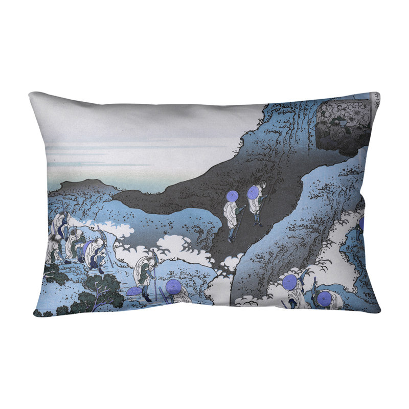 La housse de coussin rectangulaire montée sur Mt. Fuji, Bourre en polyester, bleu