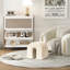 Modern Bouclé U-Shaped Arch Ottoman Cream Teddy Fabric Sculptural Stool Side Table for Living Room