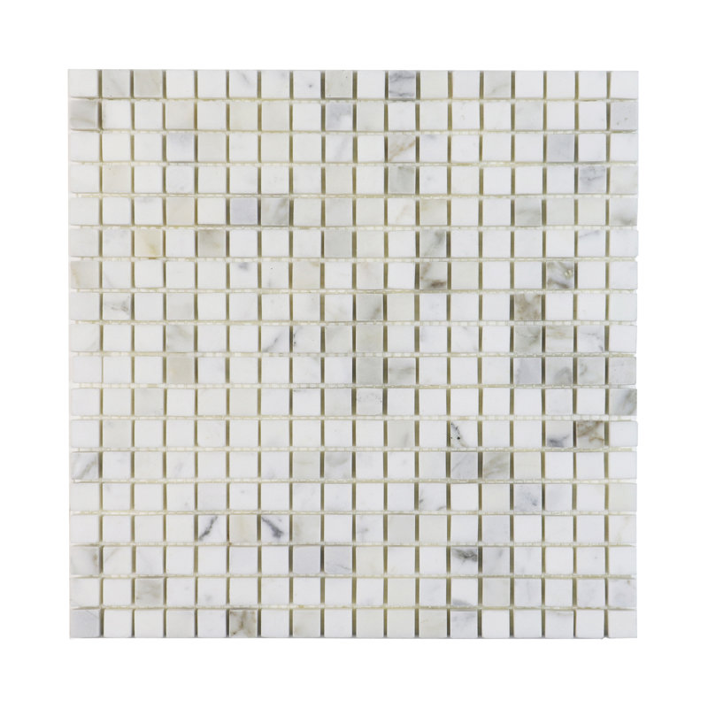 12" x 12" Marble Grid Mosaic Wall & Floor Tile, Cream/Gray