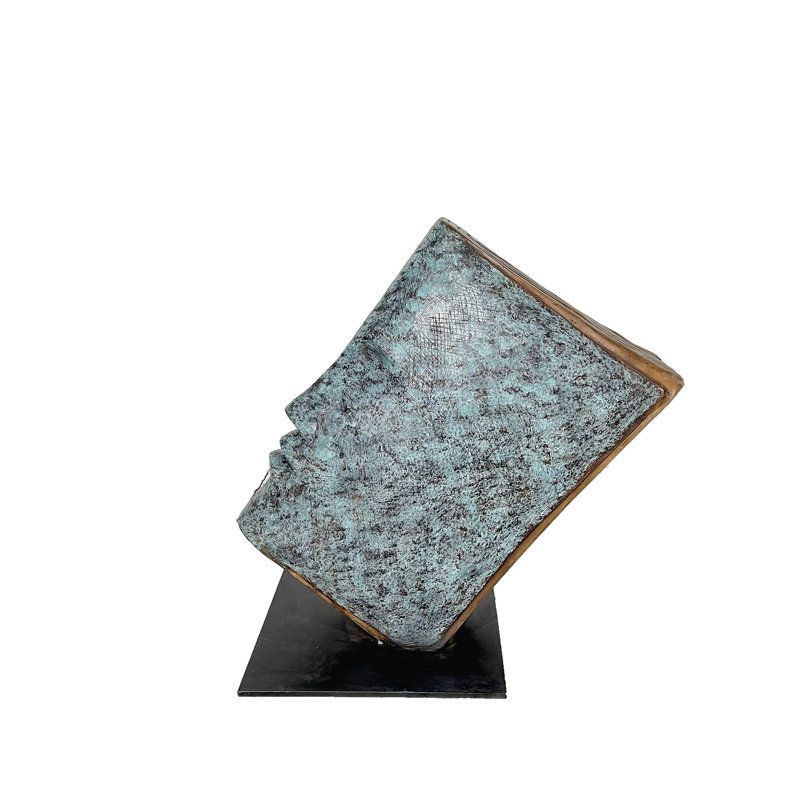 Bronze Book Face Sculpture