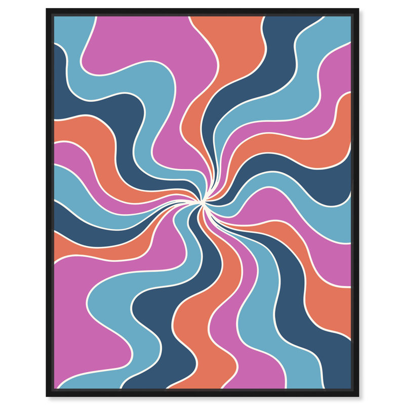 «Carnaval Retro Curves Canvas» par Art Remedy, Cadre noir, H 21 po x l 17 po
