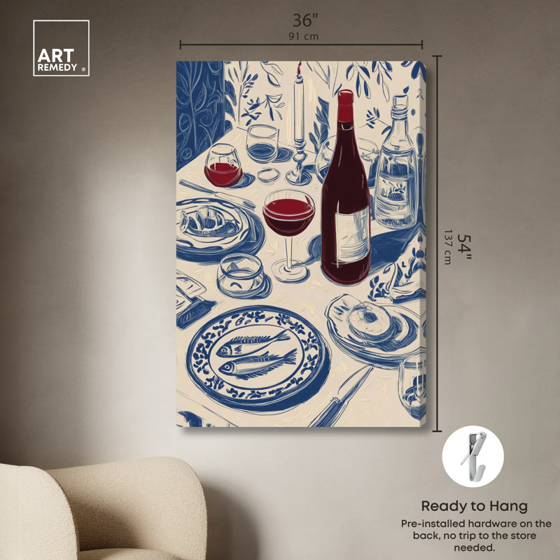 «Dinner I», reproduction d'art sur toile par Art Remedy, galerie tendue, 36 x 54, H 54 po x l 36 po, Toile non encadrée