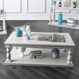 Rustic Style Antique White 1Pc COFFEE TABLE Open Bottom Shelf Plank Style Table Top Living Room Furniture