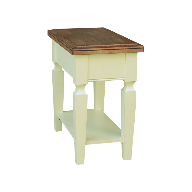 Briseno Solid Wood End Table, Hickory/Shell White