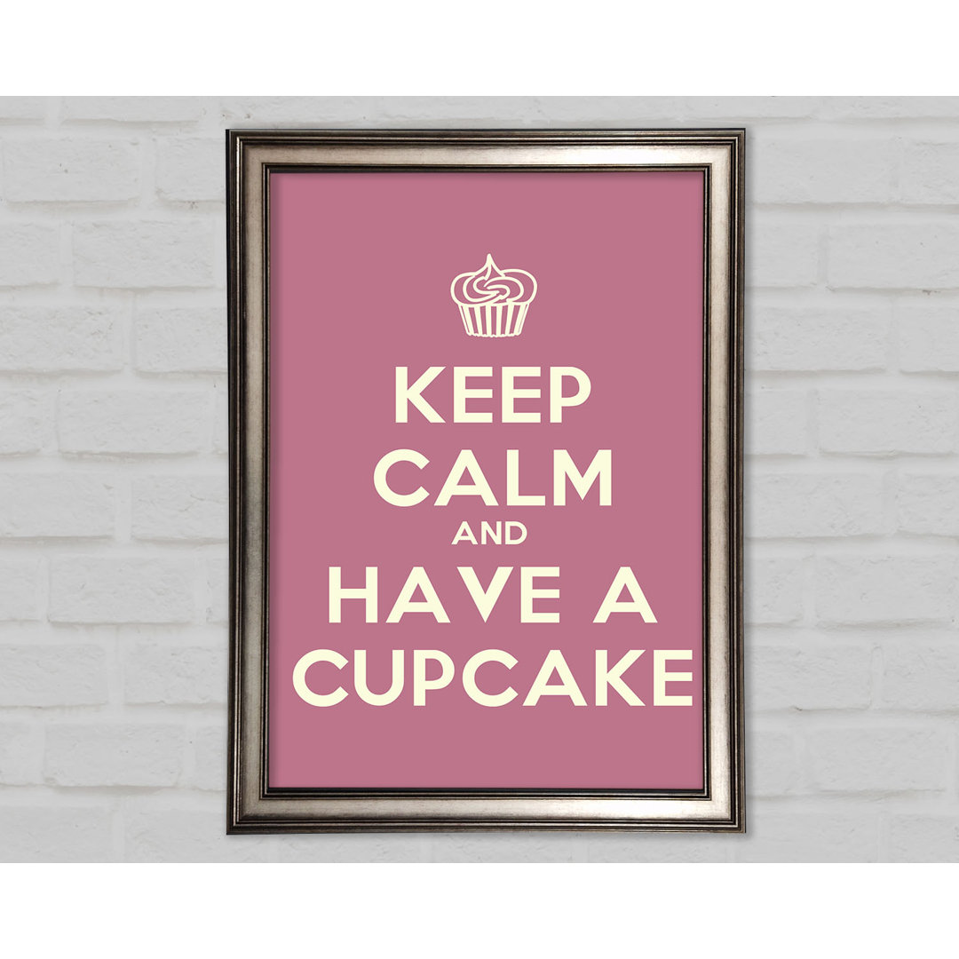 Kitchen Quote Keep Calm Cupcake Pink - Einzelbildrahmen Kunstdrucke