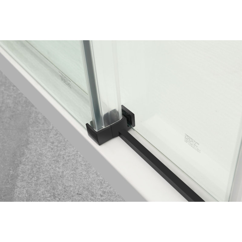 72'' - W x 76'' H Single Added Door Frameless Shower Door with, Black