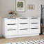Commode 9 tiroirs pour la chambre à coucher avec tiroirs profonds, commodes en bois à plancher large et commode, commodes longues blanches modernes pour le placard du salon