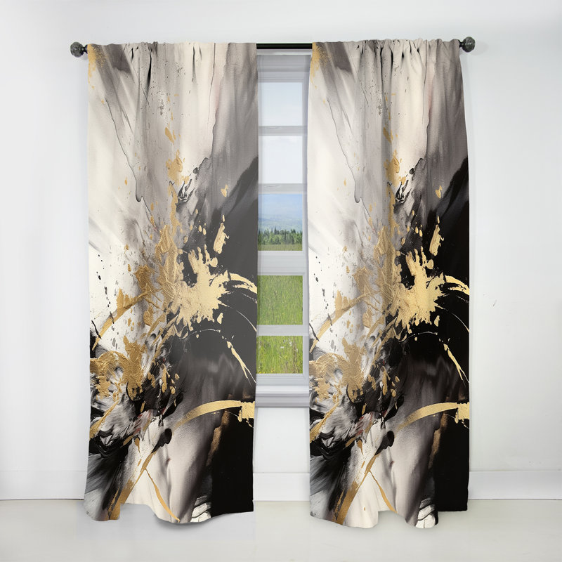 Or et gris Flusion Fusion II - rideau en velours moderne - obscurcissant - 1 panneau, L 52 po x L 63 po