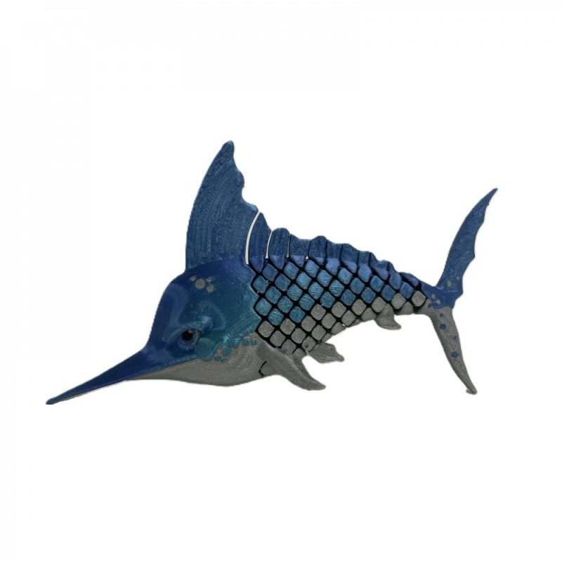 3D Printed Marlin Figurine, Blue/Gray