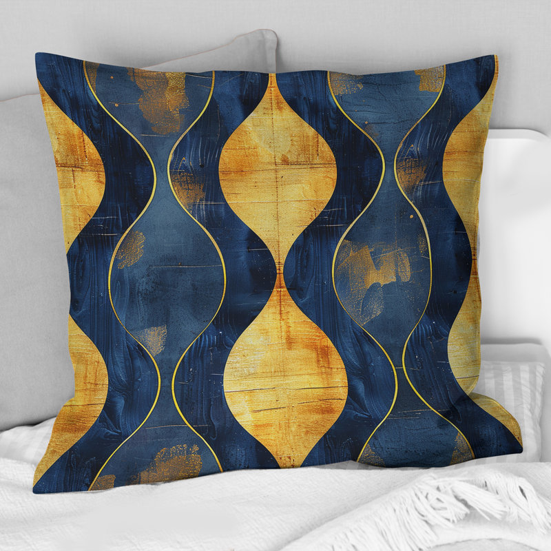 Blue Ogee Patterns X - Midcentury Throw Pillow, 16"H x 16"W