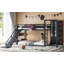 Lit mezzanine en métal avec glissade, panier de basketball, mur d'escalade et rangement-889885892-889885894