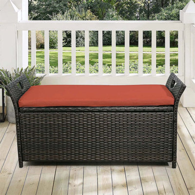 Banc de rangement pour l'extérieur en rotin
