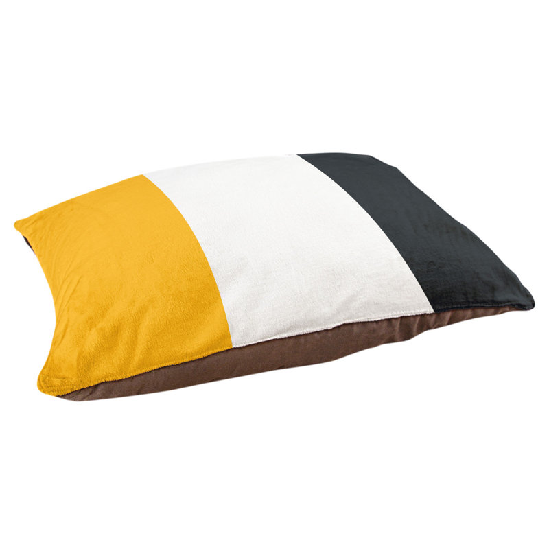 Coussin Atlanta, Jaune/blanc/noir, Grand (l 40 po x P 30 po x H 14 po)