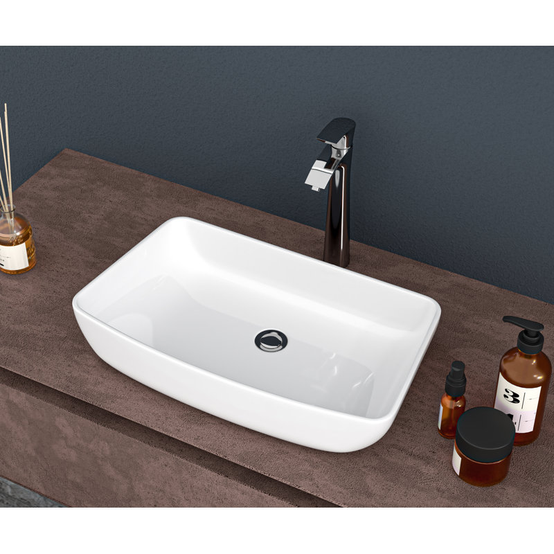 Stufurhome 15'' White Ceramic Rectangular Bathroom Sink