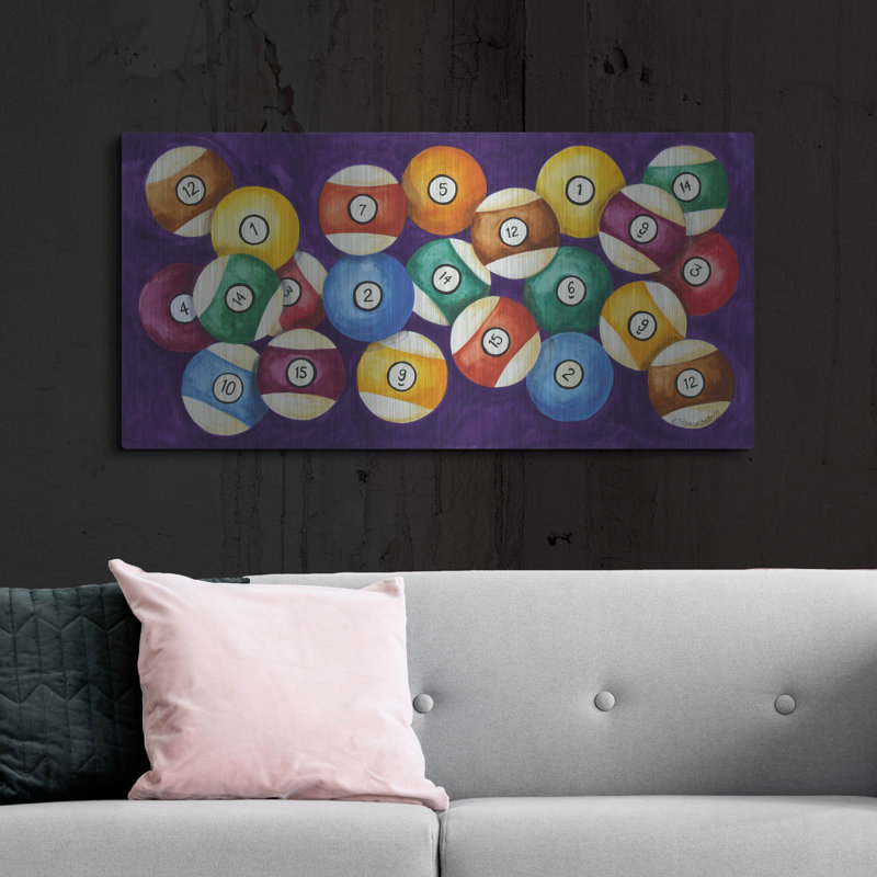 Art mural en métal Latitude Run® «Billiard Balls» par Andrea Strongwater, H 24 po x l 48 po