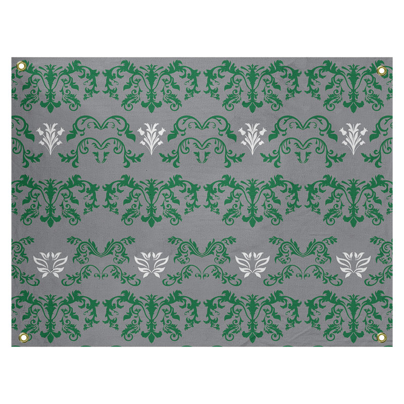 Tapisserie baroque en polyester polyester, H 26 po x l 36 po, Gris / vert / blanc