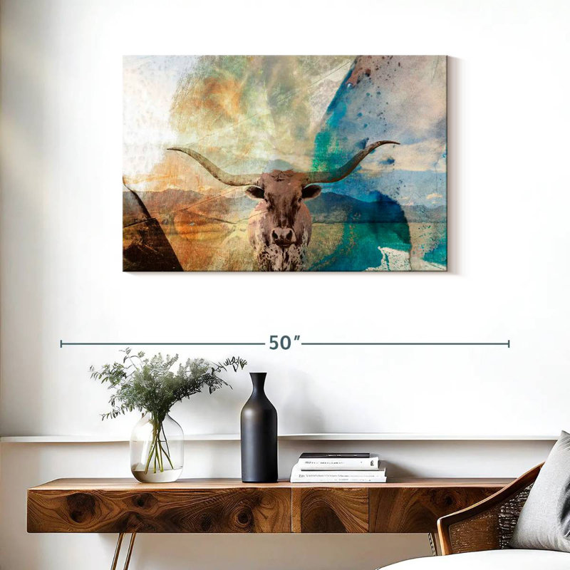 Brampt Abstract Longhorn, 24" H x 36" W