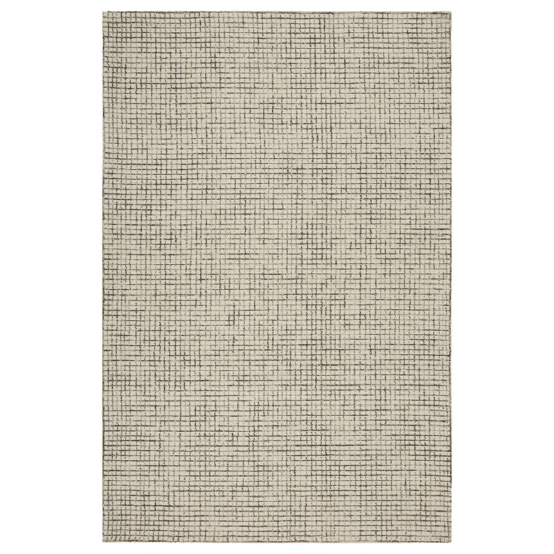 Mccurry Hand-Hooked Wool Area Rug, Rectangle 4' x 6', Ivory/Gray