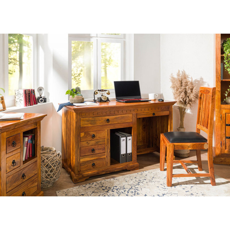 Oxford Solid Wood Writing Desk, Honey