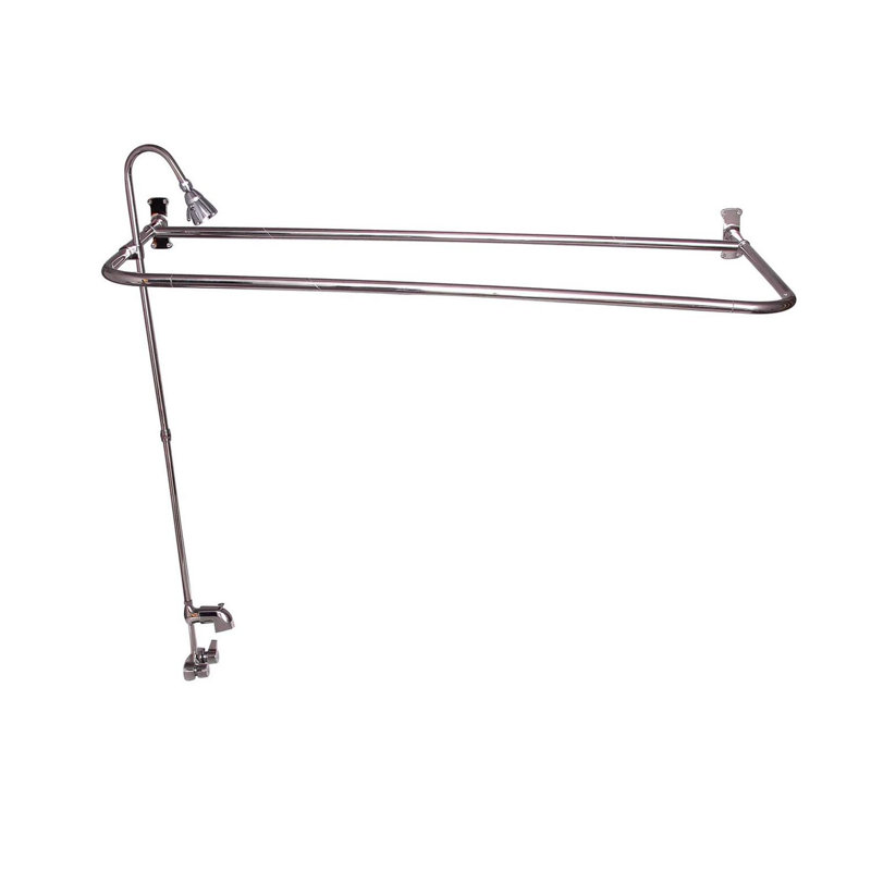 2 Handle Bathroom Clawfoot Tub Faucet with Diverter, Polished Nickel, 48