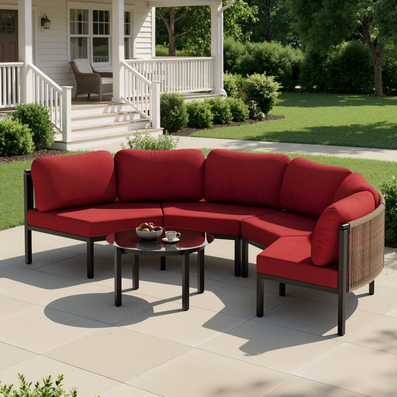 Aluminum Sofa Seating Group, Chili Cushion/Black Frame