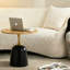 Table basse de 23,6 pouces avec table d'appoint circulaire, table de salon à base en métal, décoration moderne simple grain de bois, bureau de tête de lit canapé unique.-2142844682