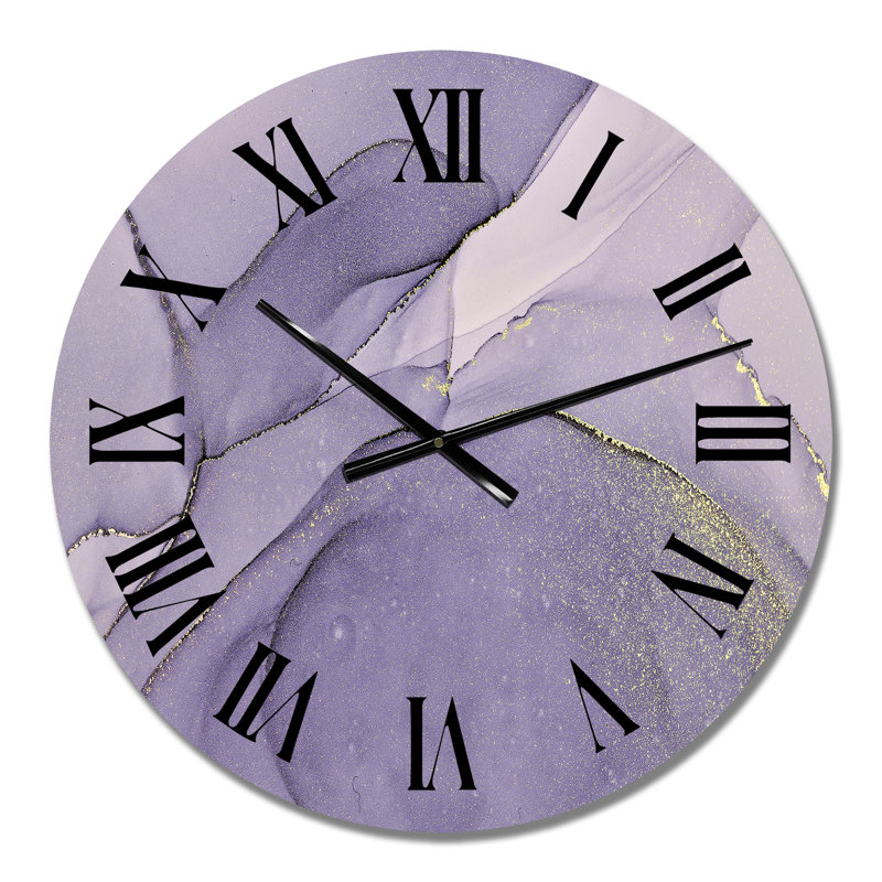 Horloge murale moderne mauve et grise liquide, Moyen