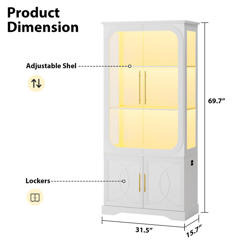 Modern Display Cabinet With Smart Lighting, White