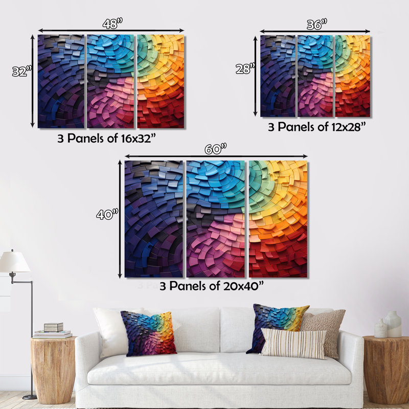 Abstrait arc-en-ciel coloré arc-en-ciel - arc-en-ciel, art mural, H 30 po x l 40 po, Cadre flottant brun