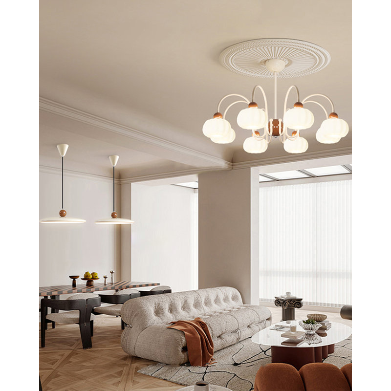 Lampe suspendue en fer de style français avec abat-jour en acrylique