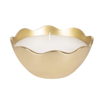 Ronni Scalloped Round Metal Three-Wick Unscented Candle Bowl