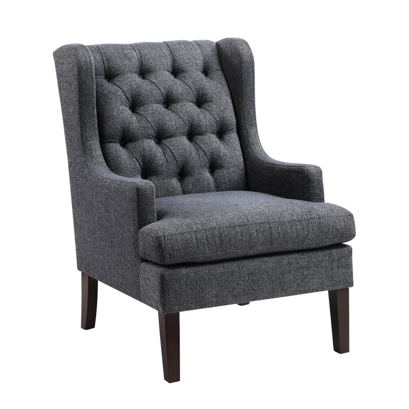 Fauteuil d'appoint de 39,5 po de hauteur avec assise en tissu gris anthracite et contreplaqué texturé gris foncé