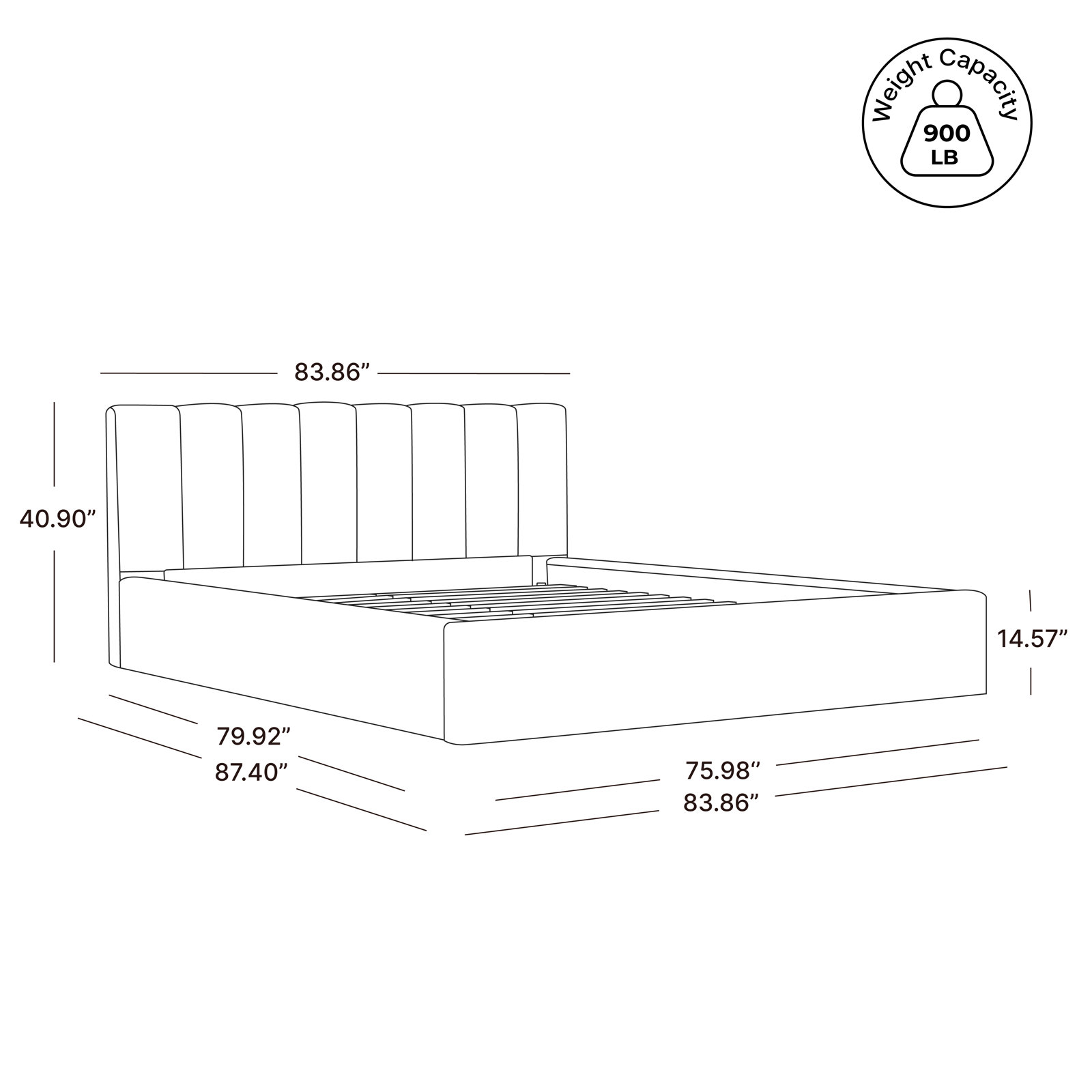 Delmar Upholstered Bed, King, Selene White