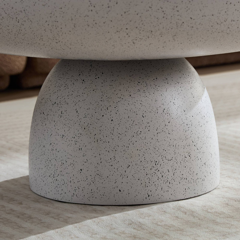 Beige & Gray-Beige Fiberglass Coffee & End Table Set, Cave-Inspired Stone Surface Formed By Precise Cutting And Polishing, Exhibiting Natural Weathering Effect, Ideal For Living Room As A Stylish And Textured Furniture Piece For Modern Home Interiors