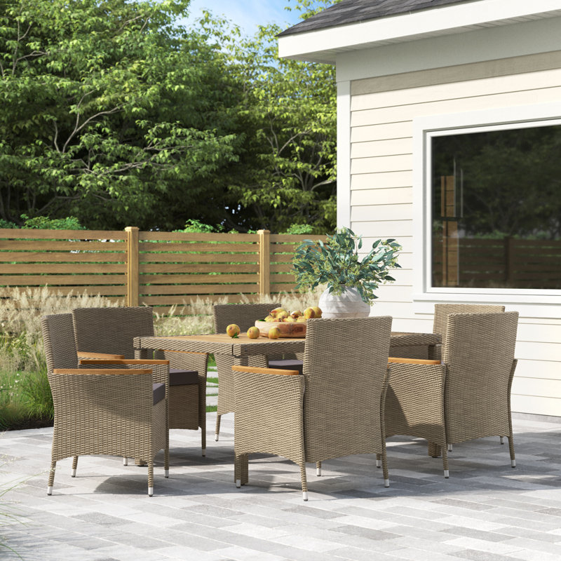 Robbie Rectangular 6 - Person 35.5" Long Dining Set with Cushions